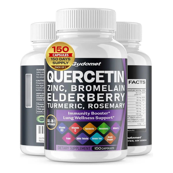 Capsulas De Quercetina Bromelina Zinc Vitamina D3 Saúco Curcuma 150 Unidades