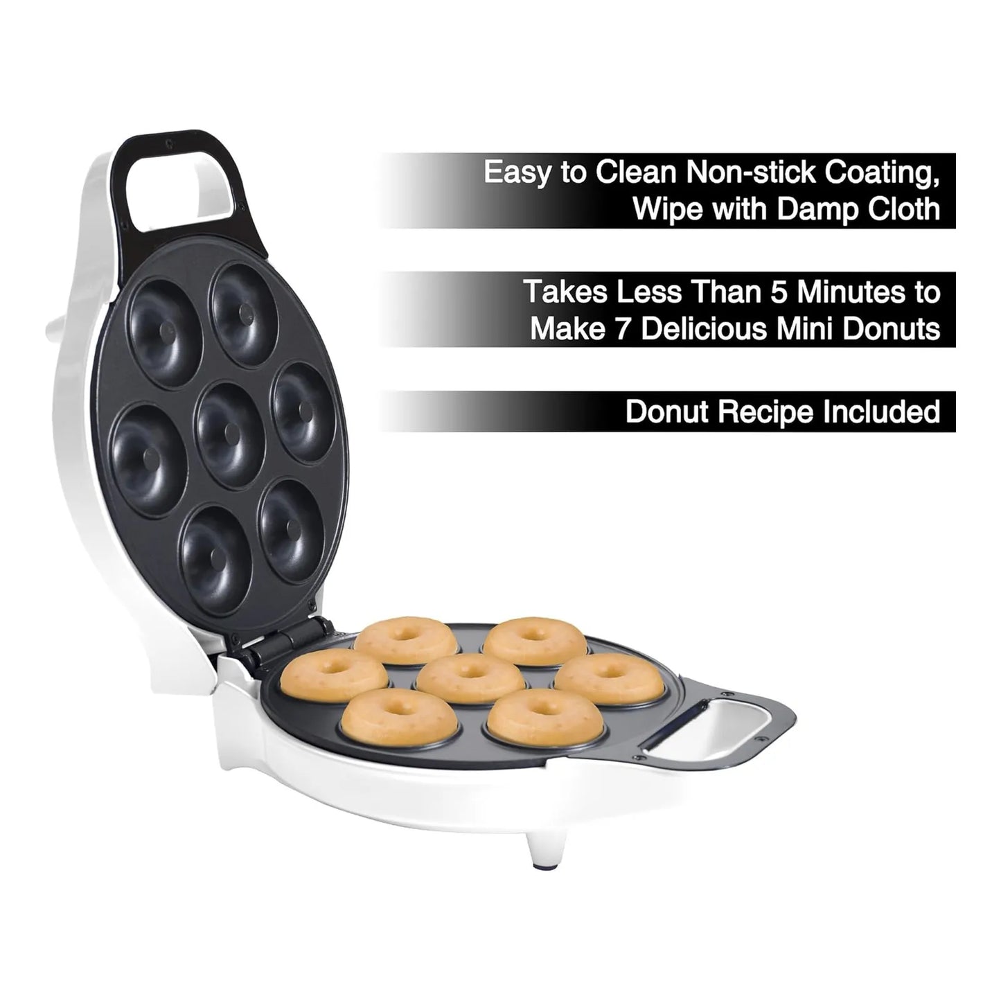 Maquina De Donas Mini Chef Buddy Blanco Hornea 7 Donas Facil Rapido Y Delicioso