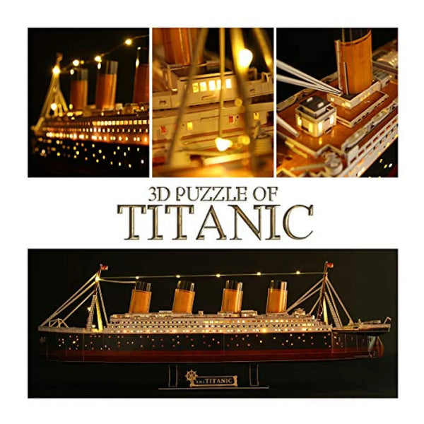 3D Puzzle Titanic LED Ship 346 Kits Modelos Grandes CubicFun Unico