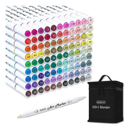 101 Marcadores Profesionales Doble Punta Shuttle Art Colores Vibrantes Y Precision