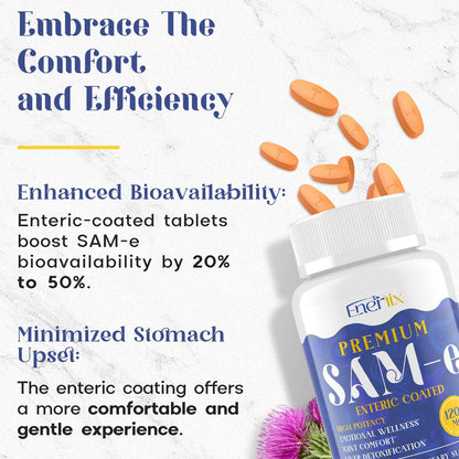 Suplemento SAM E 1200 Mg Para Cerebro Animo Articulaciones E Higado 60 Tabletas