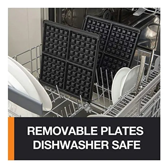 Wafflera Belga Temperatura Ajustable 4 Platillos Removibles Placas Ceramica