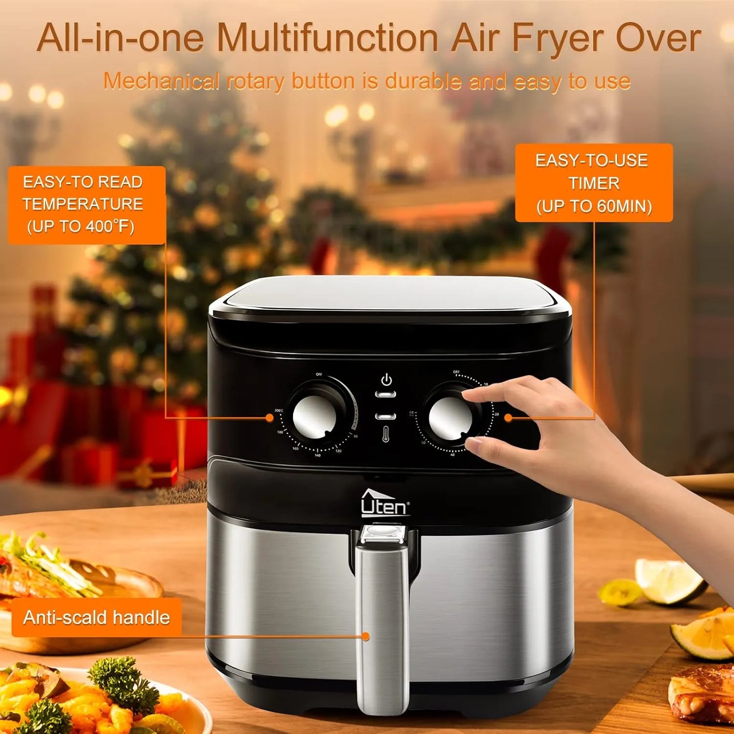 Freidora De Aire Uten 5.5L Cocina Saludable Sin Aceite Multifuncional