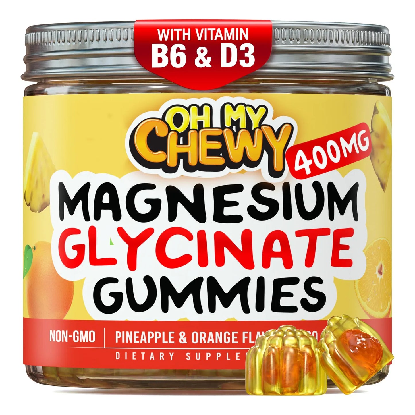 Gomitas De Glicinato De Magnesio 400 Mg Sabor Frutal Relajación Muscular Y Sueño