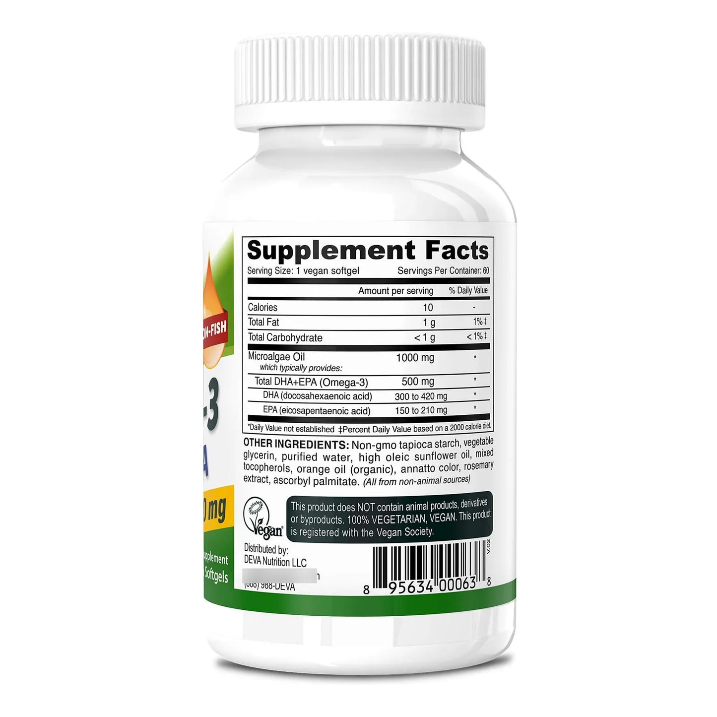 Cápsulas Blandas Veganas Omega 3 DHA EPA 500 Mg Aceite De Algas Sin Pescado