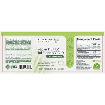 Vitamina Vegana 4 En 1 D3 K2 Cúrcuma COQ10 Polvo De Aguacate Absorción Superior