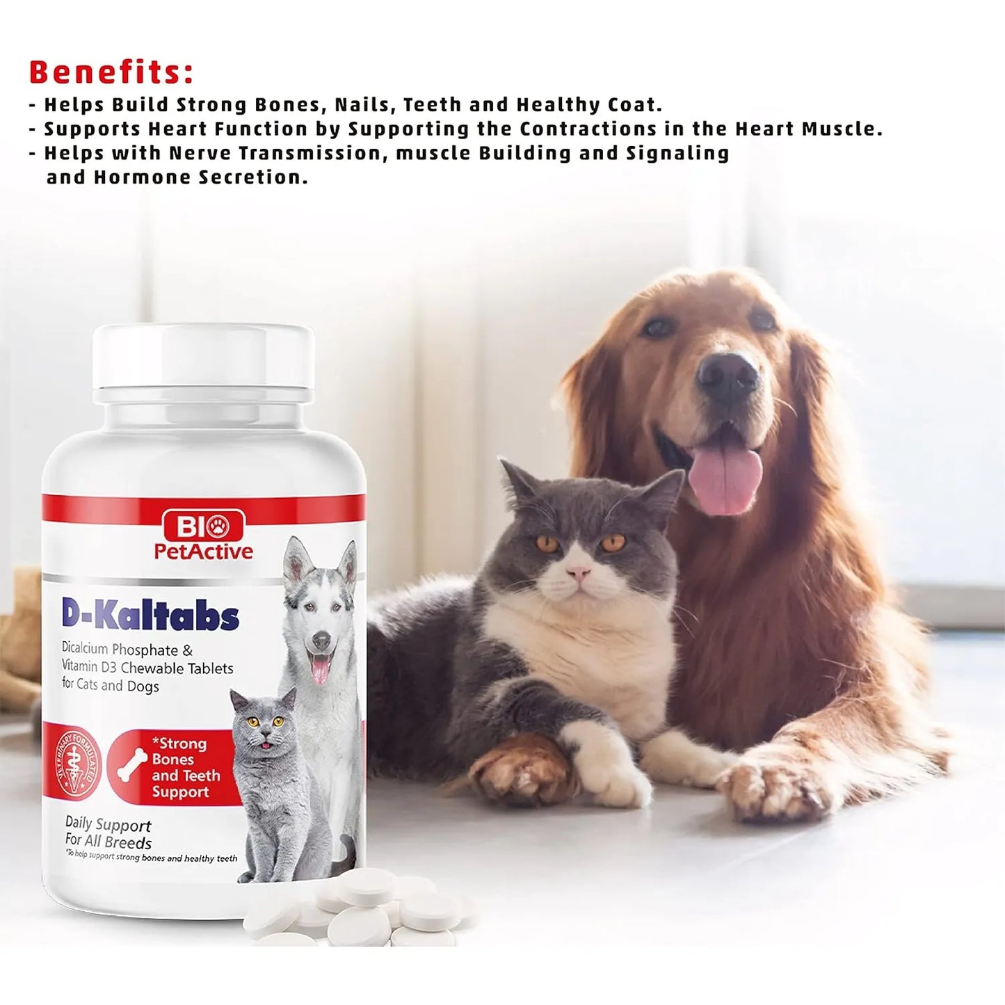 Vitamina D3 Calcio Masticable Para Perros Y Gatos 84 Tablas D-Kaltabs