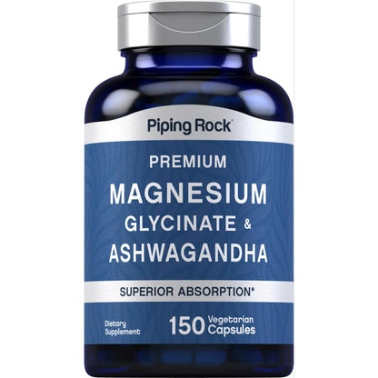 Glicinato De Magnesio Y Ashwagandha 150 Cápsulas Suplemento Premium Vegetariano