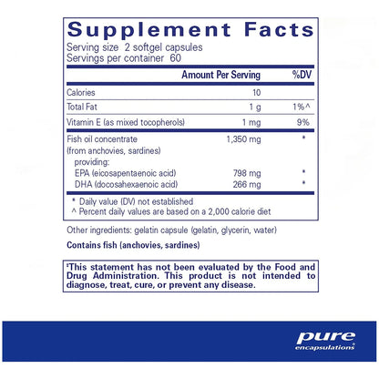 Aceite De Pescado EPA Supercrítico Ecológico 120 Cápsulas Pure Encapsulations