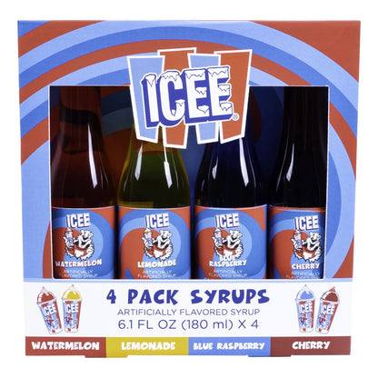 Paquete De 4 Jarabes Granizados ICEE Sabores Sandía Limonada Frambuesa Azul Cereza