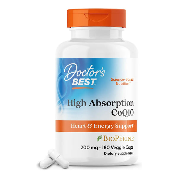 CoQ10 Alta Absorción 200 Mg Con BioPerine Energía Cardíaca Y Celular