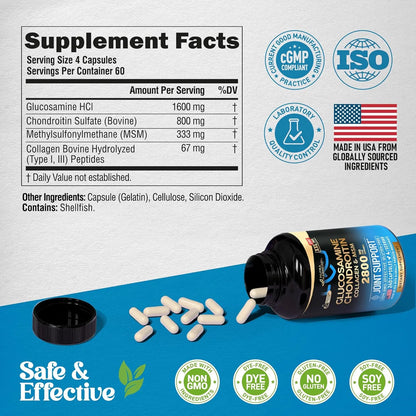 Suplemento Articular Glucosamina Condroitina Msm Colageno 2800 Mg