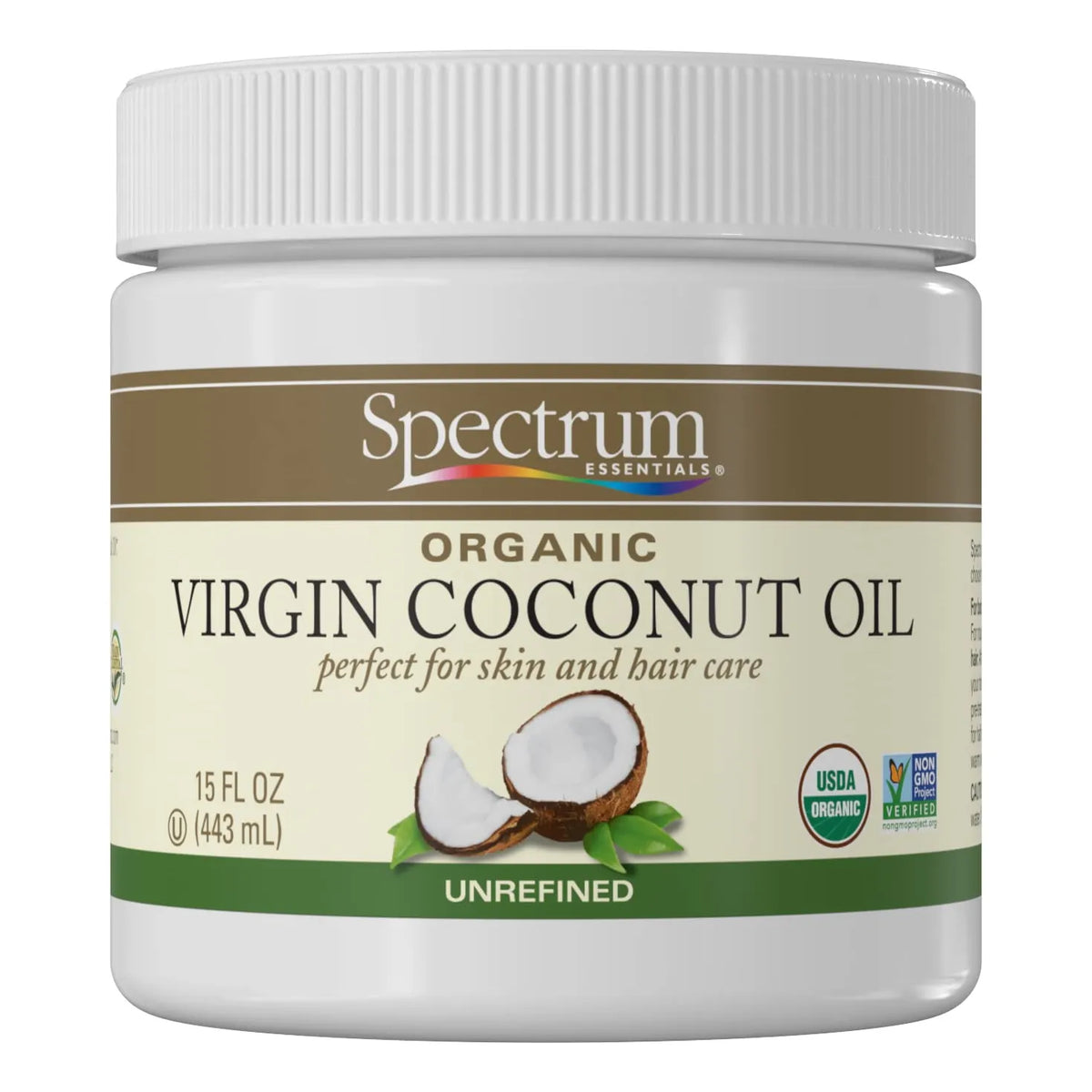Aceite De Coco Organico Spectrum Essentials Sin Refinar 443ml Hidrata Piel Y Cabello
