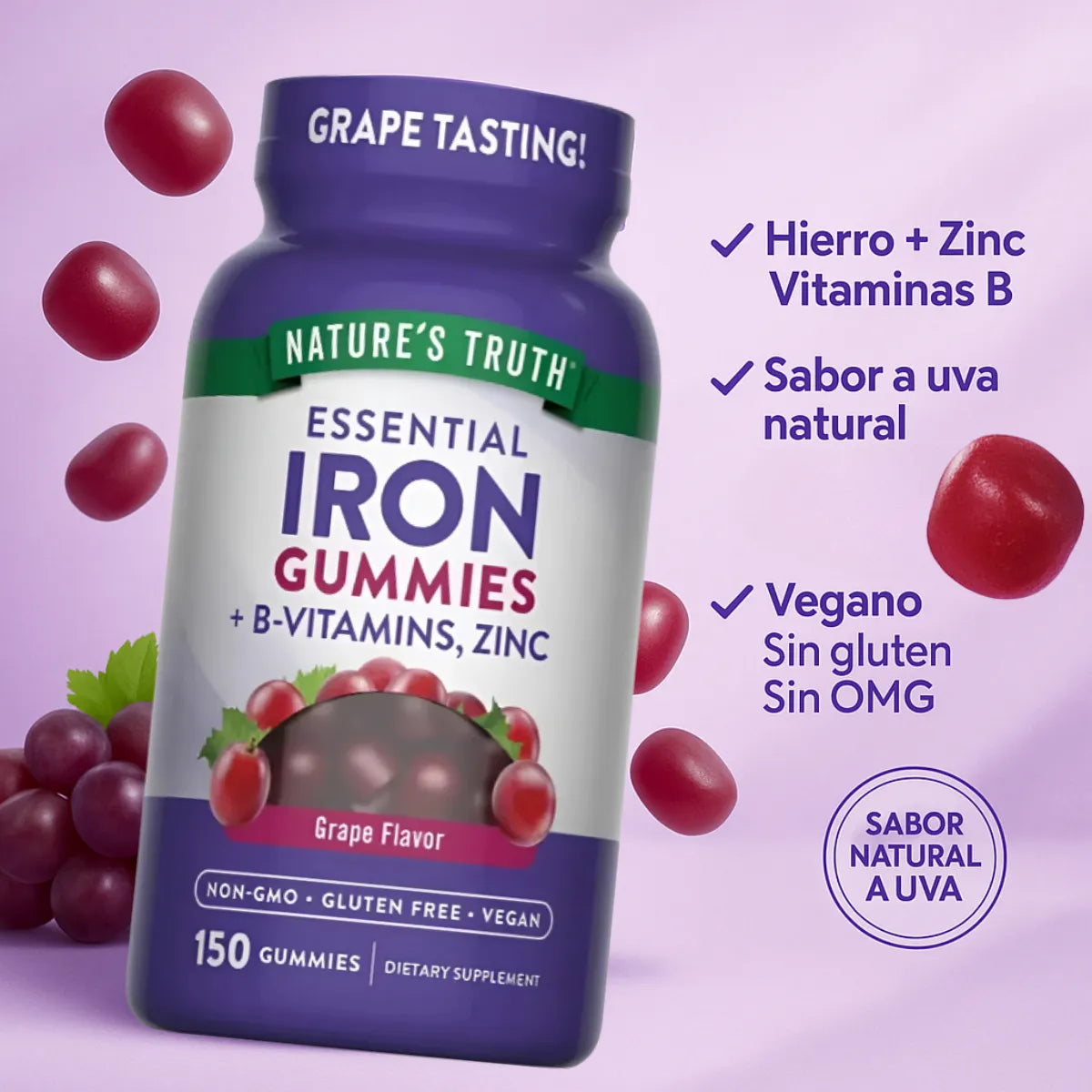 Gomitas Con Hierro Zinc Y Vitaminas B Nature Truth - Imagen 2