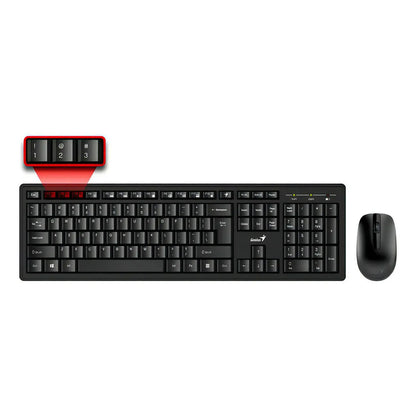 Combo Teclado Mouse Genius Km 8200 Inalambrico Español Pc Negro Kit Silencioso Y Preciso