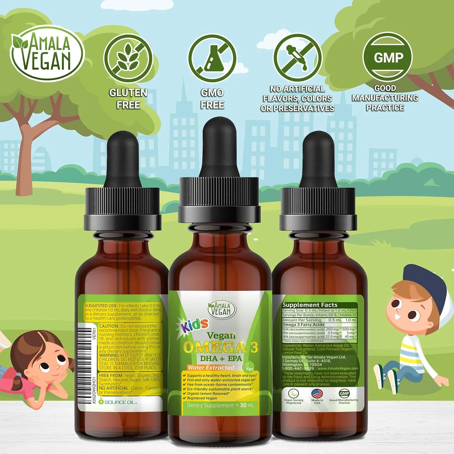 Aceite Omega 3 Limon Organico Niños Vegano DHA EPA Suplemento Liquido