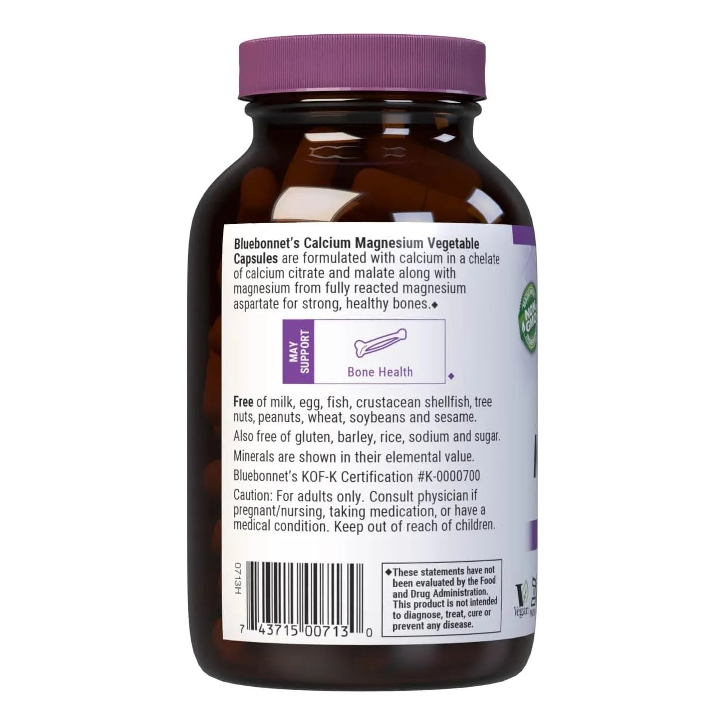 Capsulas Citrato De Calcio Y Magnesio BlueBonnet 90 Unidades Vegano Sin Gluten