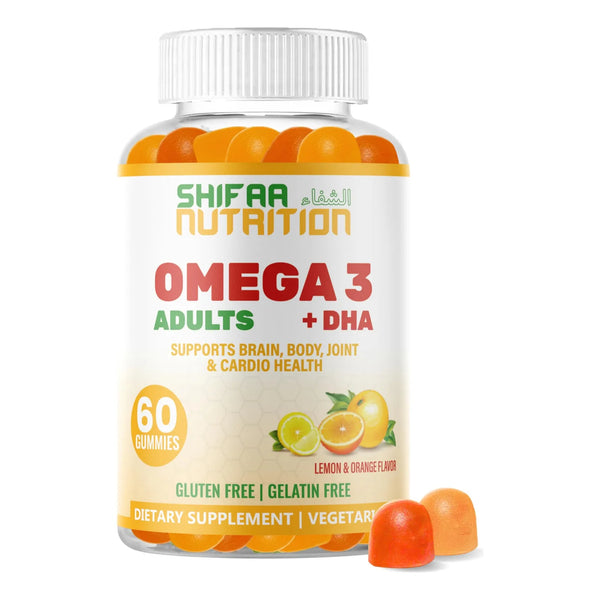 Gomitas Veganas Omega 3 Con DHA Y Vitamina C 60 Unidades Sabor Naranja