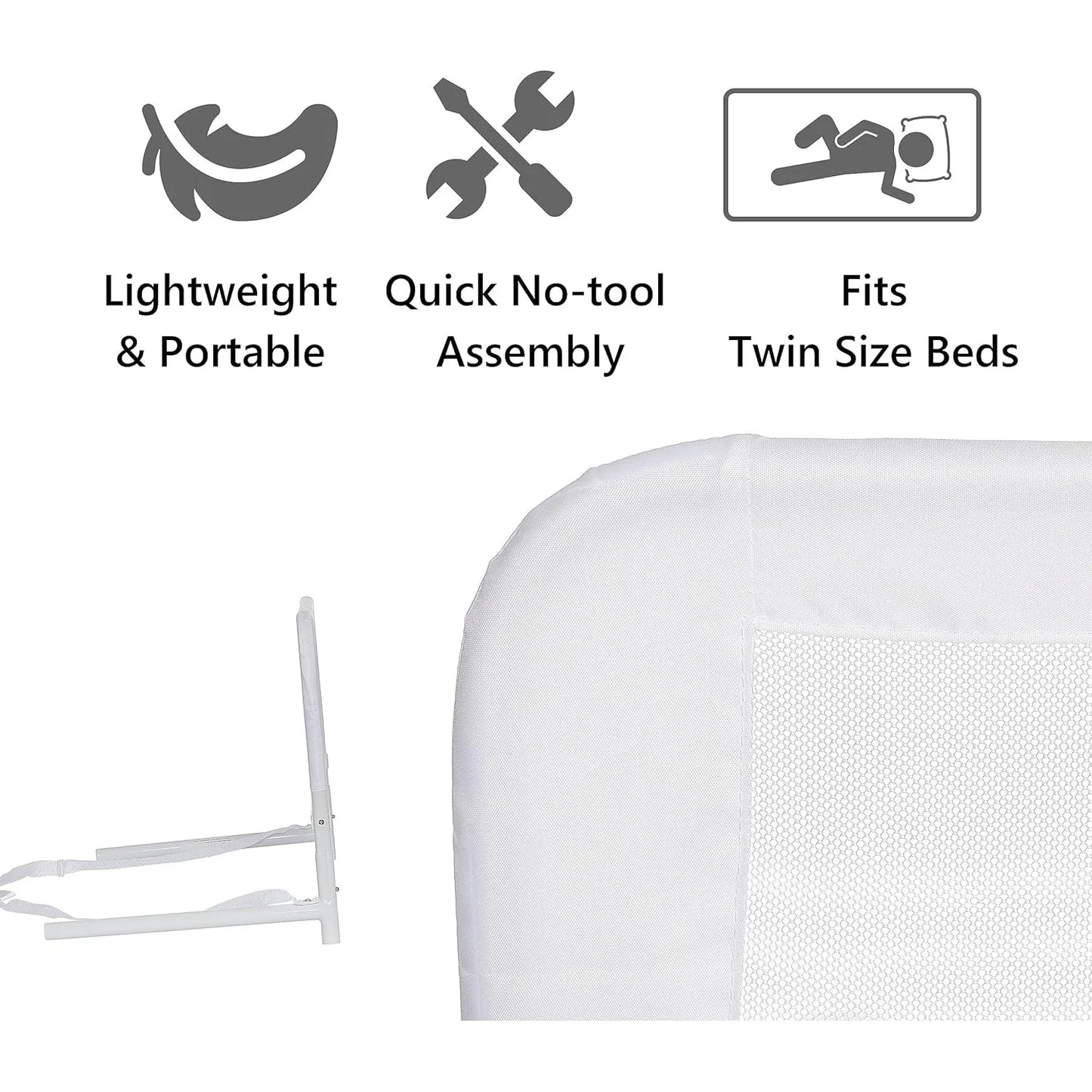 Protector Cama Doble Ajustable Malla Transpirable Seguridad Infantil