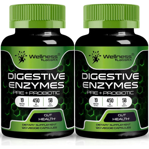Enzimas Digestivas Con Probióticos Y Prebióticos 450 Mg 5 Mil Millones UFC Mejora Tu Digestión Y Salud Intestinal