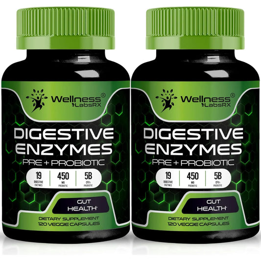 Enzimas Digestivas Con Probióticos Y Prebióticos 450 Mg 5 Mil Millones UFC Mejora Tu Digestión Y Salud Intestinal
