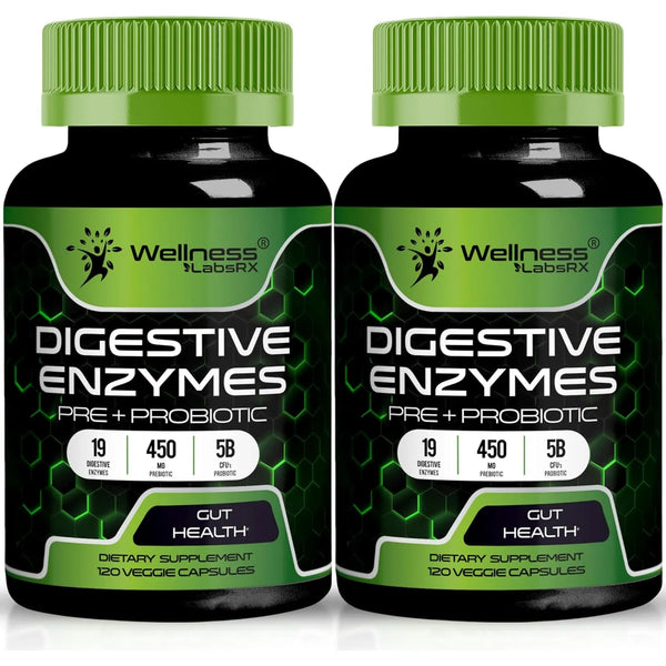 Enzimas Digestivas Con Probióticos Y Prebióticos 450 Mg 5 Mil Millones UFC Mejora Tu Digestión Y Salud Intestinal