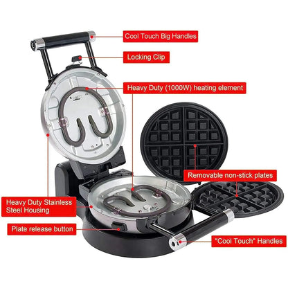 Maquina 3 En 1 Para Gofres Tortillas Y Waffles Platos Intercambiables Antiadherentes