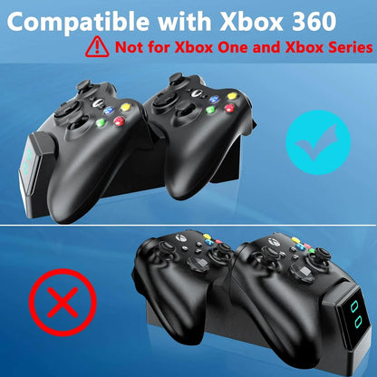 Cargador Dual Boffo Para Xbox 360 Con 2 Baterias Recargables Y Carga Rapida