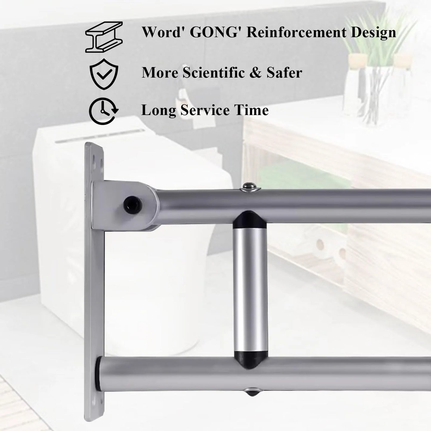 Barra De Seguridad Plegable Antideslizante Para Inodoro 75cm Soporte Ergonomico