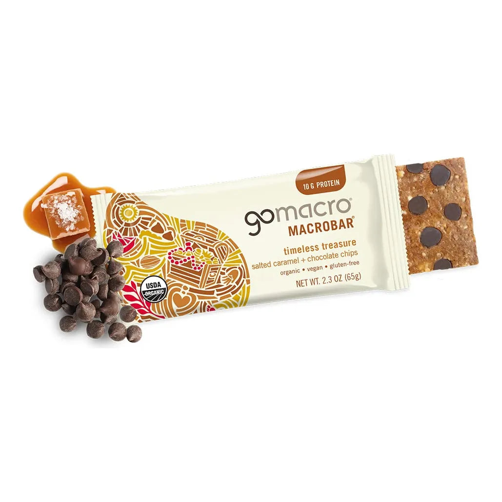 MacroBar Barras De Proteína Vegana Orgánica Caramelo Salado Con Chispas De Chocolate 12 Unidades