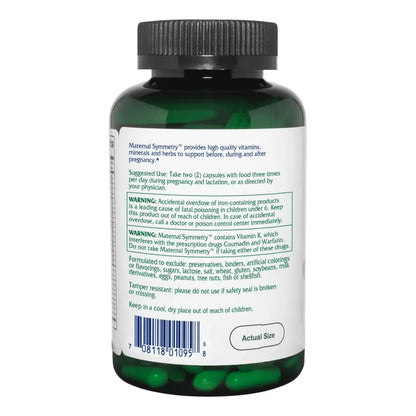 Vitaminas Prenatales Y Posnatales Maternal Symmetry 180 Cápsulas Veganas