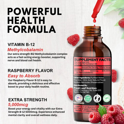 Vitboost Vegan Liquid B-12 60 Gotas 5000mcg Energía Sin Gluten - Imagen 6