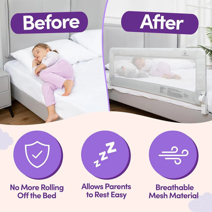 Rieles De Cama Extra Largos Para Niños Protector Ajustable ComfyBumpy Seguridad Y Comodidad