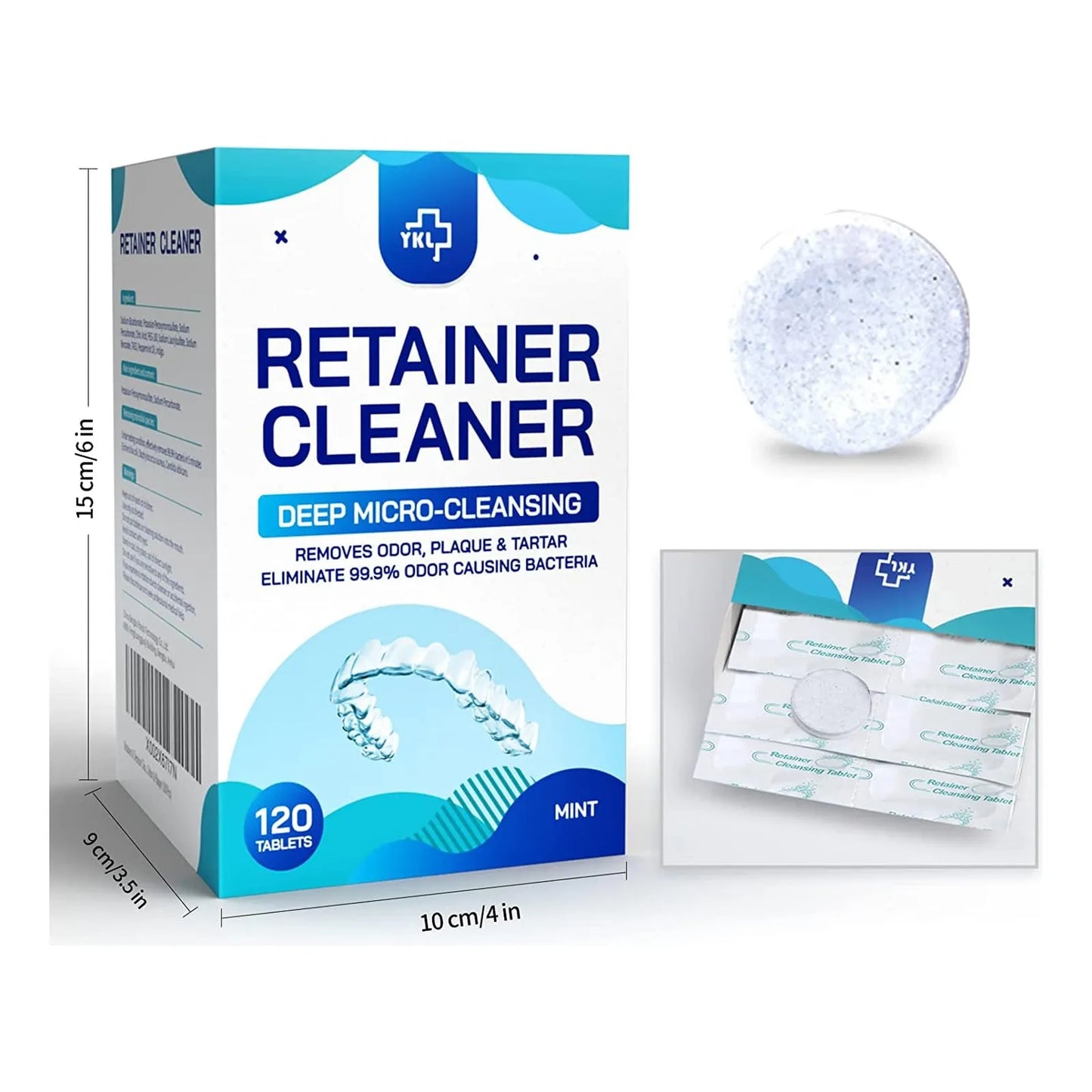 Tabletas Limpiadoras Dentaduras Retenedores 120 Unidades 4 Meses Frescura Profunda