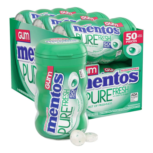 Mentos Pure Fresh Goma De Mascar Sin Azucar Sabor Menta Botella 50 Unidades Paquete De 6