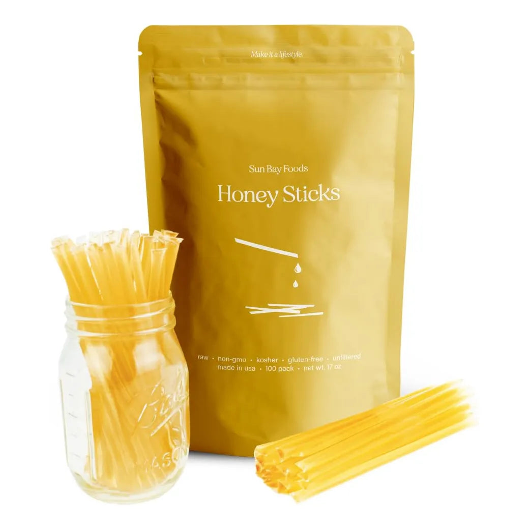 Palitos De Miel Pura Sin Filtrar 100 Unidades Para Té Y Aperitivos Sun Bay Organics