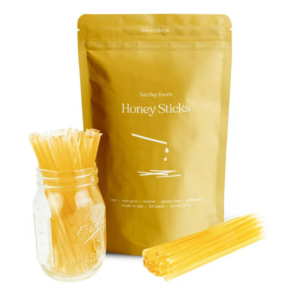 Palitos De Miel Pura Sin Filtrar 100 Unidades Para Té Y Aperitivos Sun Bay Organics