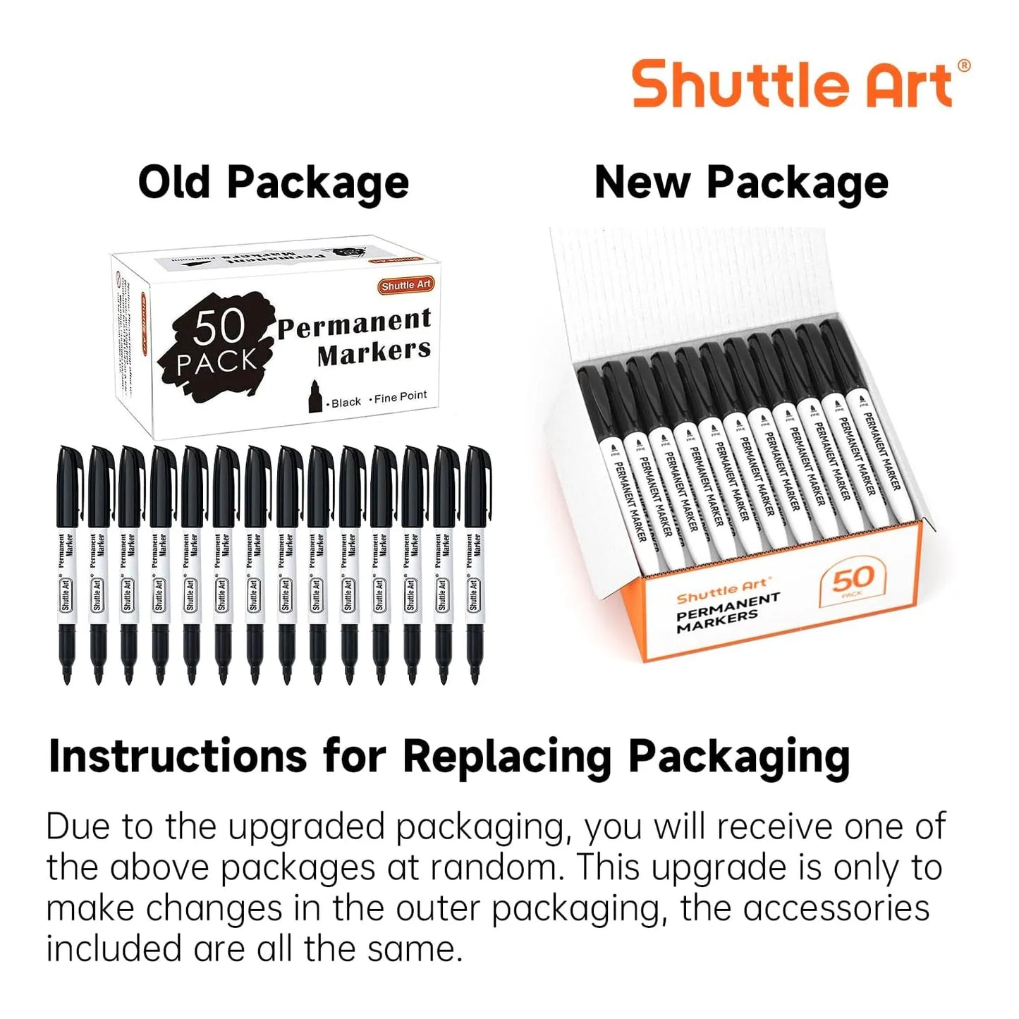 Juego De 50 Rotuladores Permanentes Shuttle Art Tinta Negra Superficies Multiples