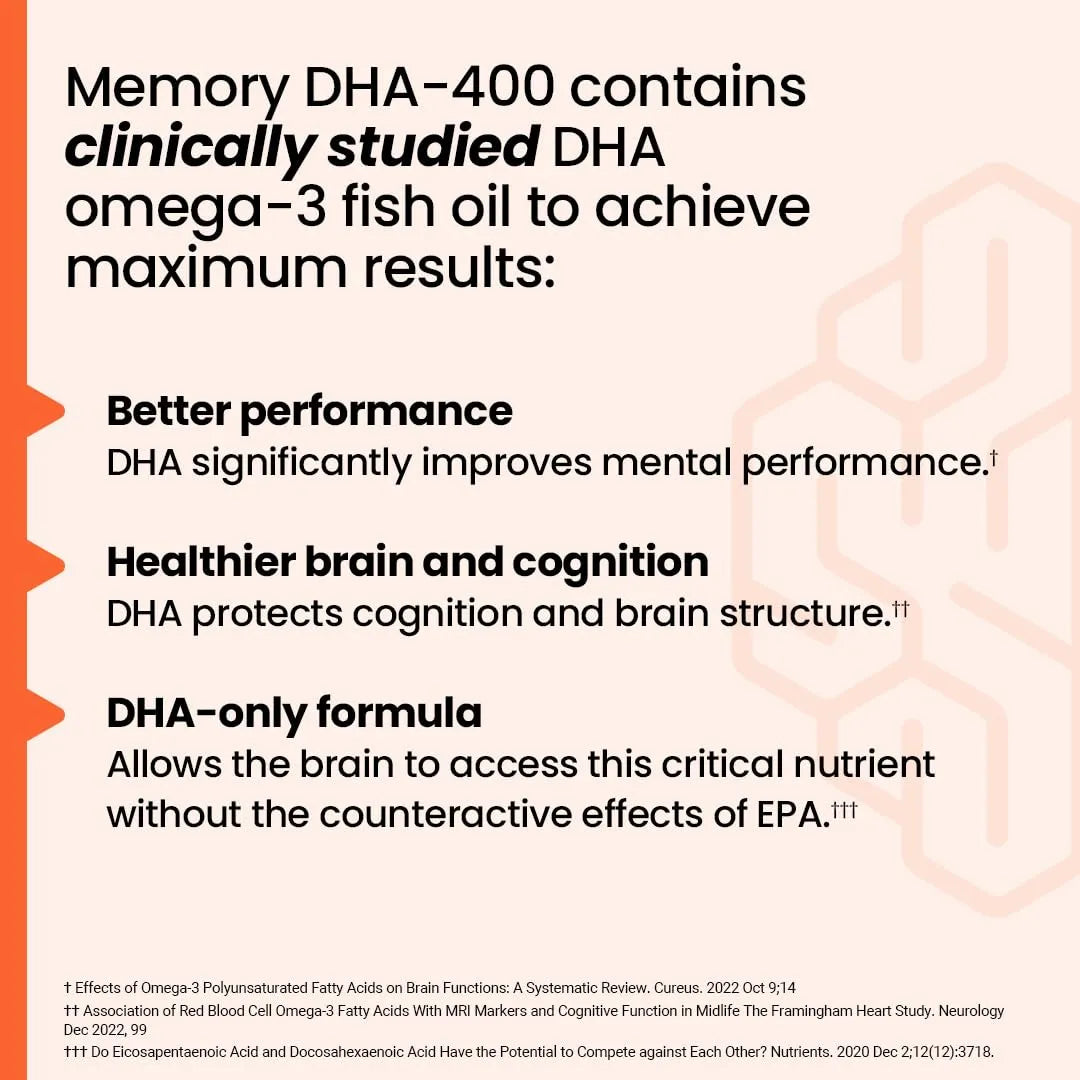 Suplemento NeuroQ Memory DHA 400mg Omega 3 Potencia Cognitiva Y Memoria