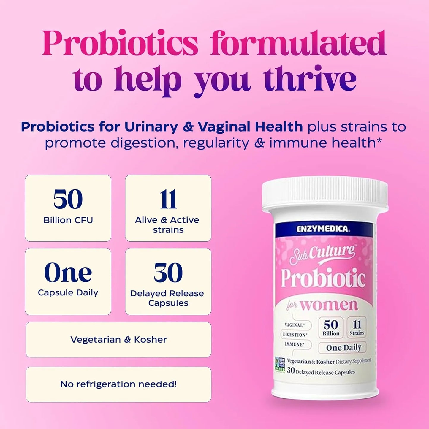 Probióticos Para Salud Vaginal Y Urinaria Femenina 50 Mil Millones UFC Enzymedica SubCulture