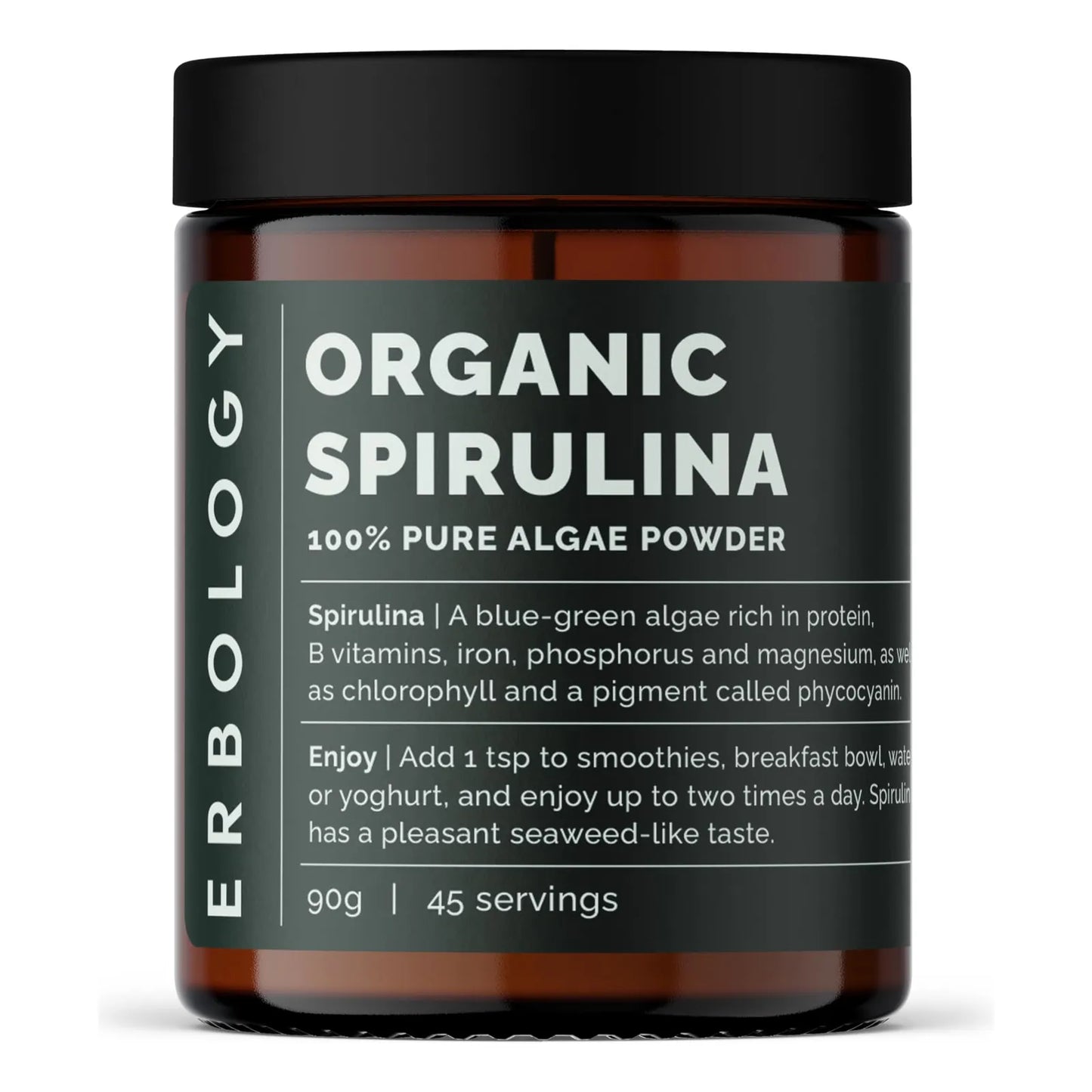 Polvo De Espirulina Orgánica 90g 45 Porciones Energía Inmunidad Vegano