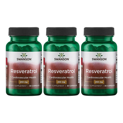Resveratrol 250 Mg Potente 30 Capsulas Paquete De 3 Unidades Antioxidante Y Longevidad