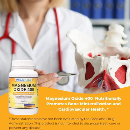 Óxido De Magnesio 483 Mg 250 Tabletas Grado Farmacéutico Salud Ósea Y Cardiovascular