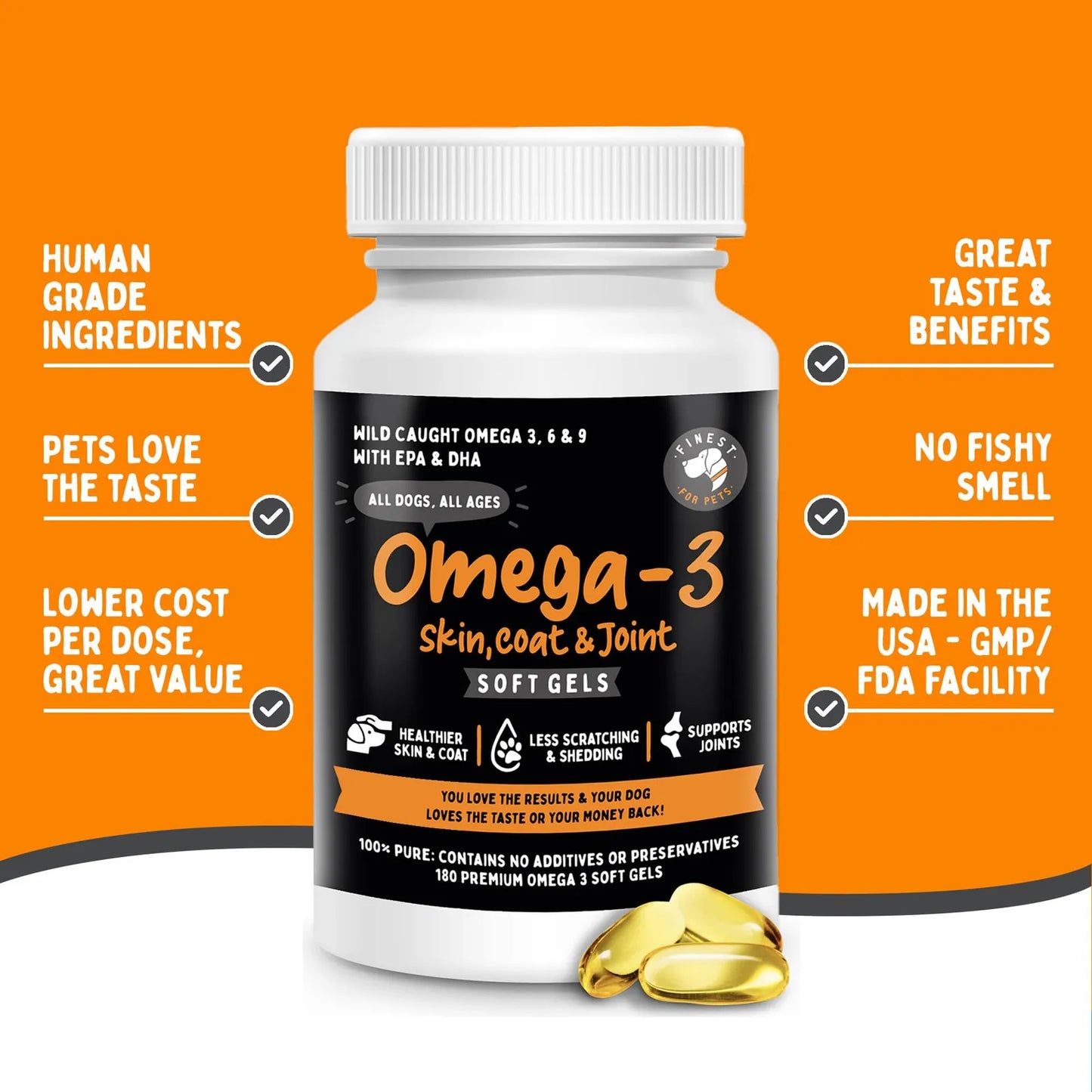Geles Suaves Aceite Pescado Omega 3 Puro Para Perros Salud Piel Pelaje Articulaciones