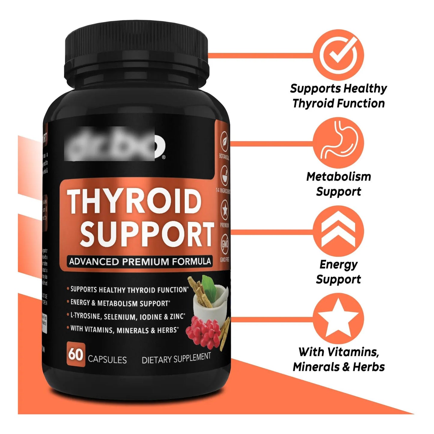 Suplemento Tiroides L Tirosina Selenio Yodo Zinc Ashwagandha Energia Metabolismo