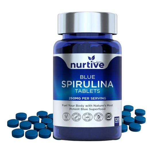 Tabletas De Espirulina Azul 120 Tabletas 250 Mg Extracto Puro Vegano Sin Gluten