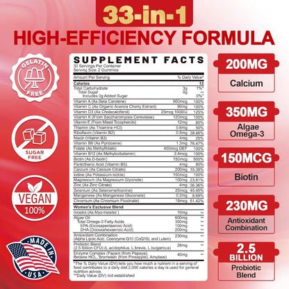 Gomitas Multivitaminicas Sin Azucar Con Omega3 Para Mujer Piel Cabello Uñas
