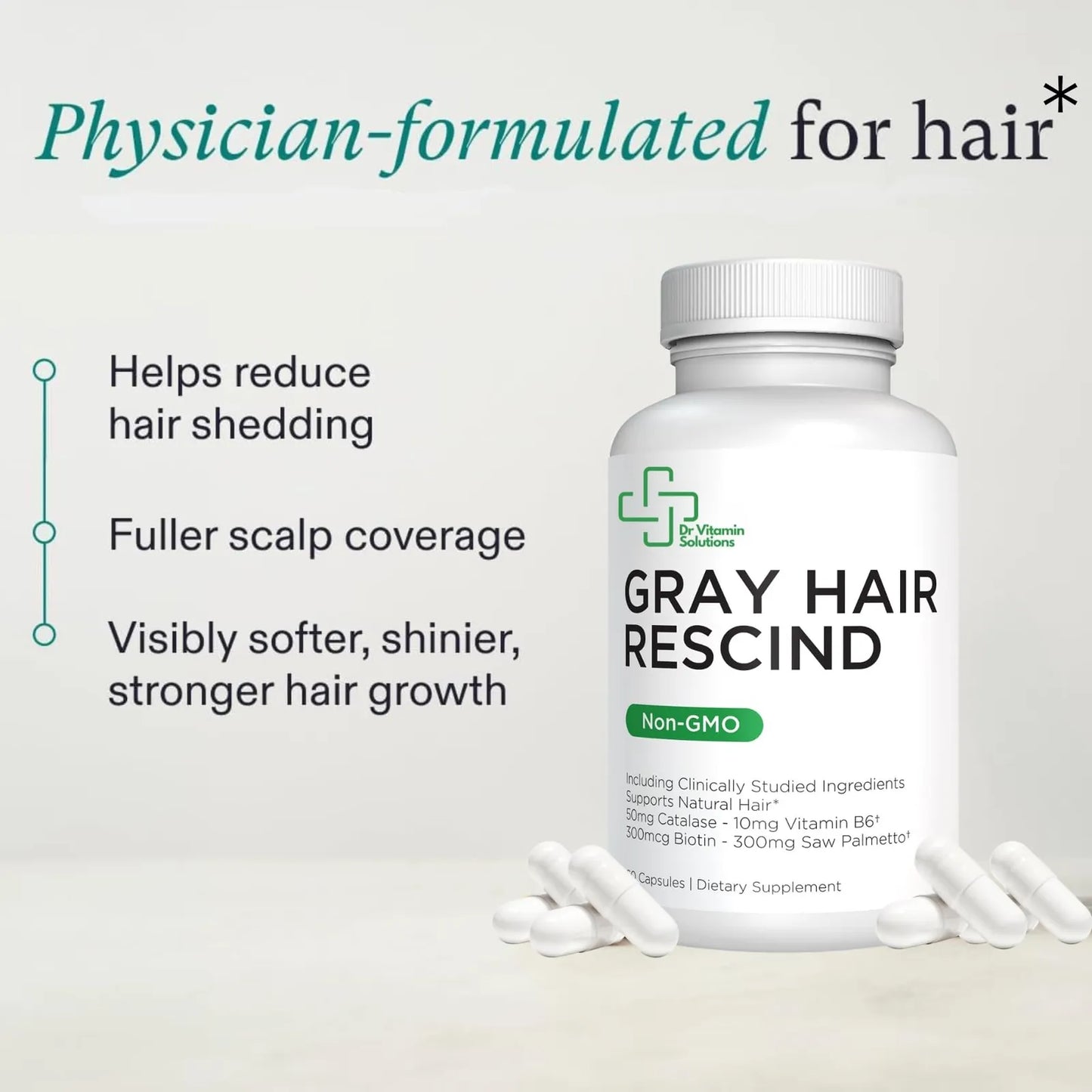 Suplemento Gray Hair Rescind Con Catalase Revierte Canas Y Fortalece Cabello
