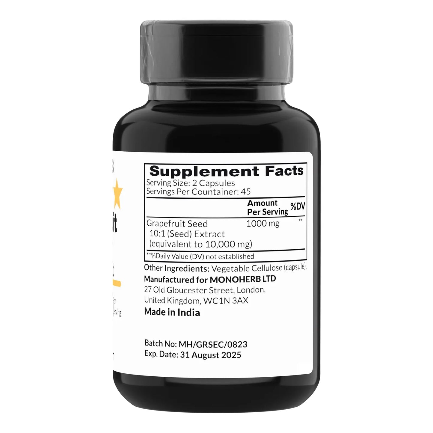 Extracto De Semilla De Pomelo 1000 Mg 90 Cápsulas Vegetarianas Puro Y Potente