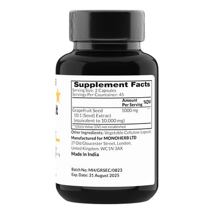 Extracto De Semilla De Pomelo 1000 Mg 90 Cápsulas Vegetarianas Puro Y Potente